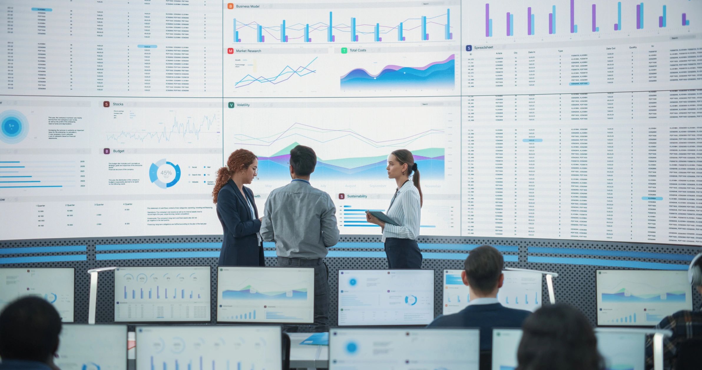 Security team reviewing live monitoring data